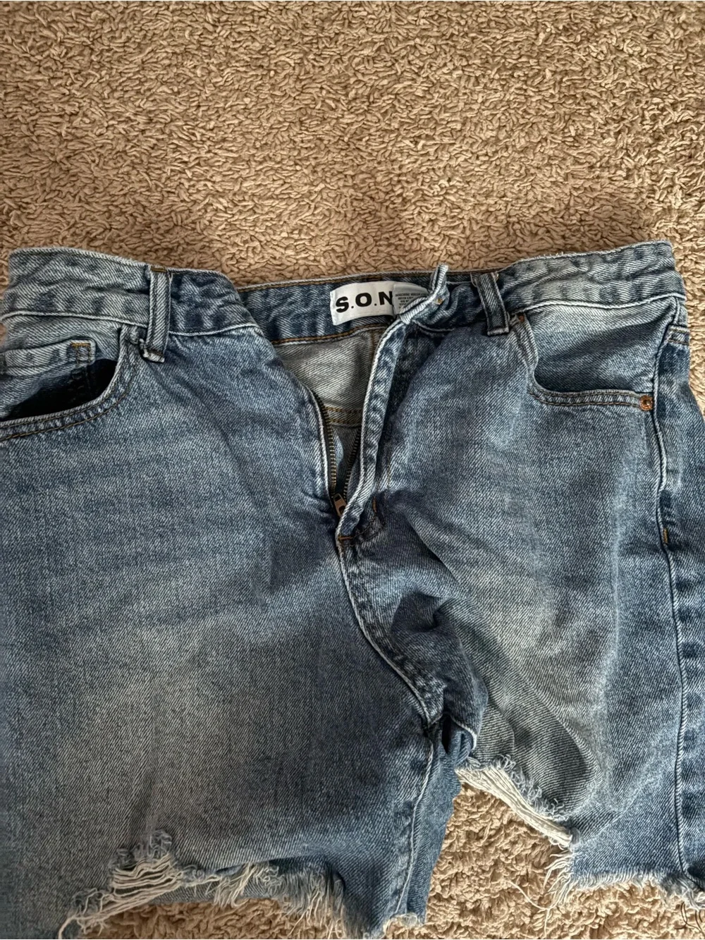 Men's Light Blue Distressed Denim Jeans